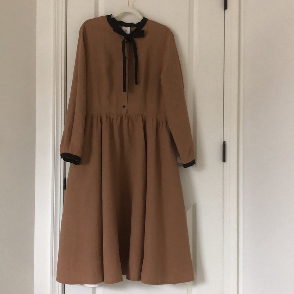 NEW Son de Flor Jasmine Bow Tie Collar Linen Dress